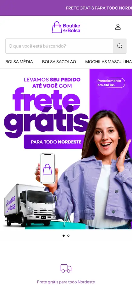 Site Boutike da Bolsa no celular