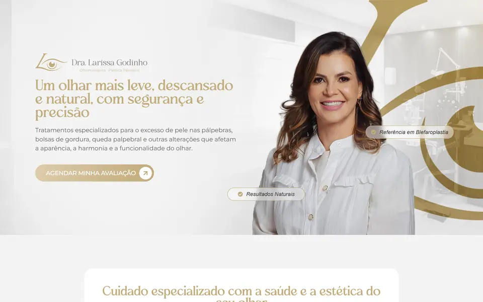 Exemplo de landing pages: site Dra. Larissa Godinho