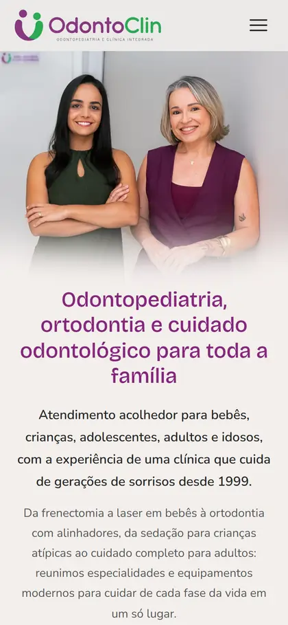 Site Odontoclin no celular