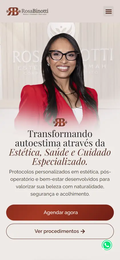 Site Rosa Binotti no celular